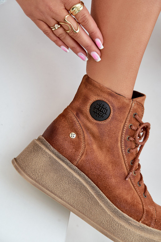 Zamšādas kurpes ar platformu  06309-29 brūnas krāsas