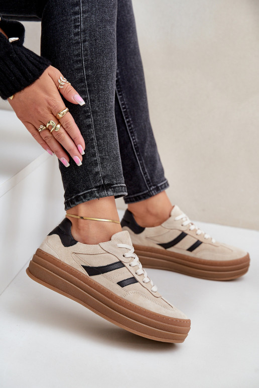 Zazoo N1176 zamšādas  modeļa apavi ar platformu smilšu krāsas