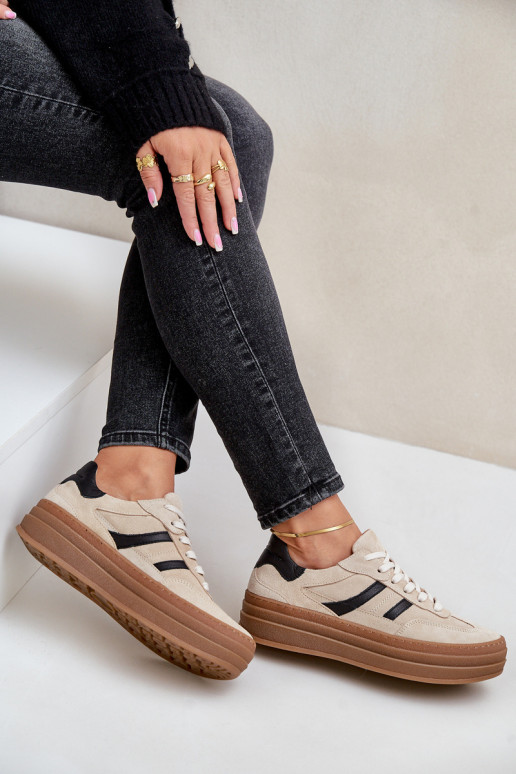 Zazoo N1176 zamšādas  modeļa apavi ar platformu smilšu krāsas