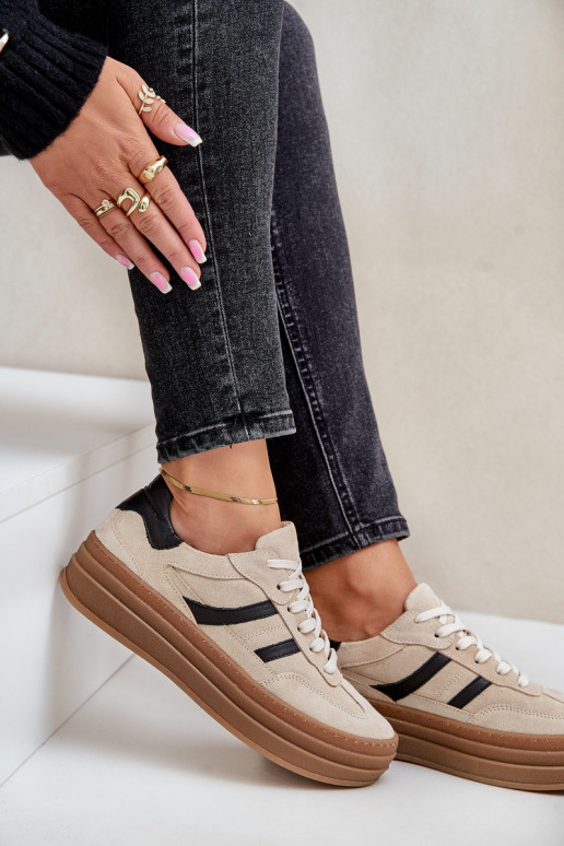 Zazoo N1176 zamšādas  modeļa apavi ar platformu smilšu krāsas