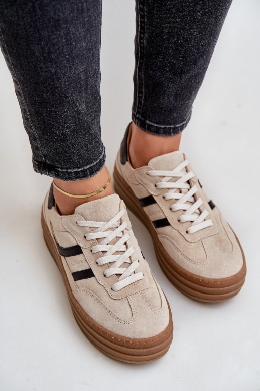 Zazoo N1176 zamšādas  modeļa apavi ar platformu smilšu krāsas