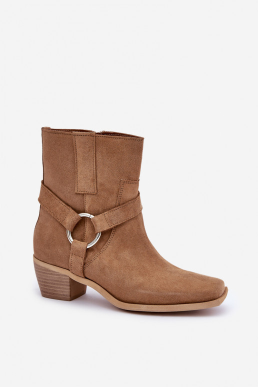 Sieviešu puszābaki Z Naturalnego Zamszu ar papēdi Zazoo 3444/2 smilšu krāsas