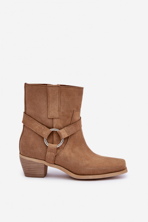 Sieviešu puszābaki Z Naturalnego Zamszu ar papēdi Zazoo 3444/2 smilšu krāsas