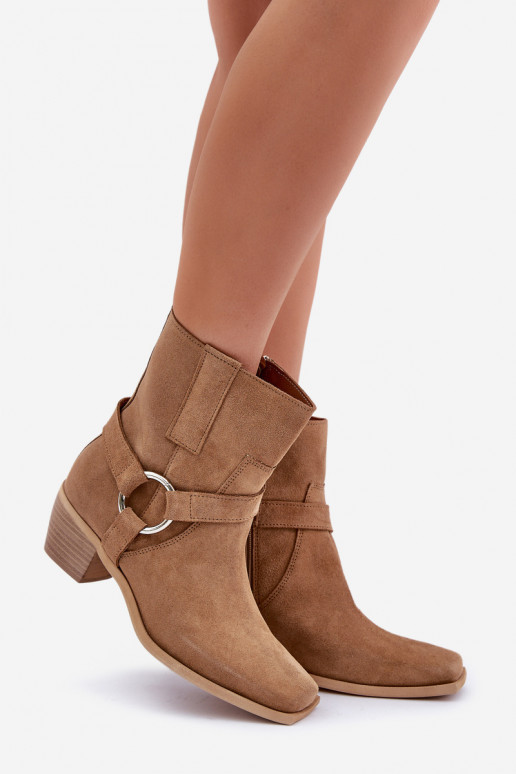 Sieviešu puszābaki Z Naturalnego Zamszu ar papēdi Zazoo 3444/2 smilšu krāsas