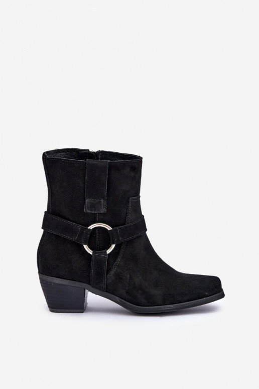 Sieviešu puszābaki Z Naturalnego Zamszu ar papēdi Zazoo 3444/2 Melns