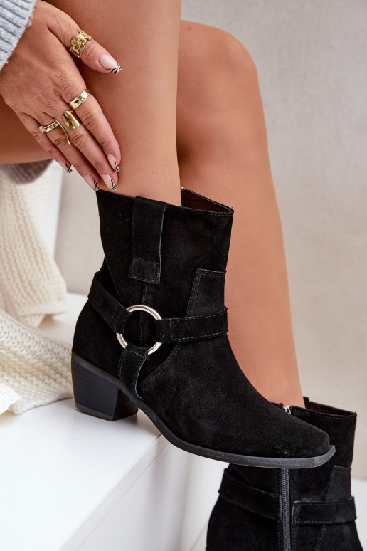 Sieviešu puszābaki Z Naturalnego Zamszu ar papēdi Zazoo 3444/2 Melns