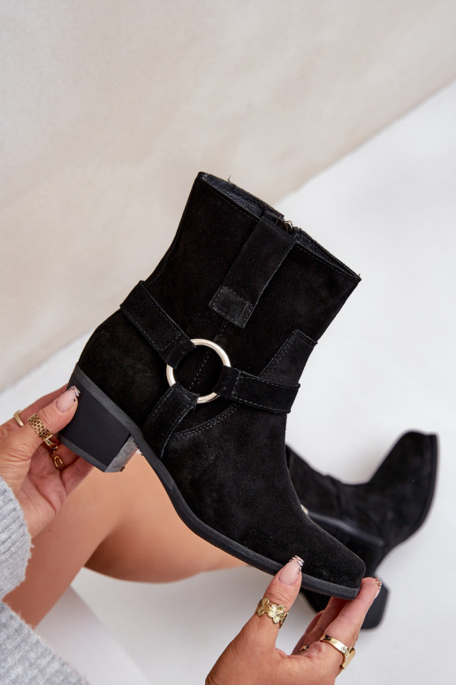 Sieviešu puszābaki Z Naturalnego Zamszu ar papēdi Zazoo 3444/2 Melns