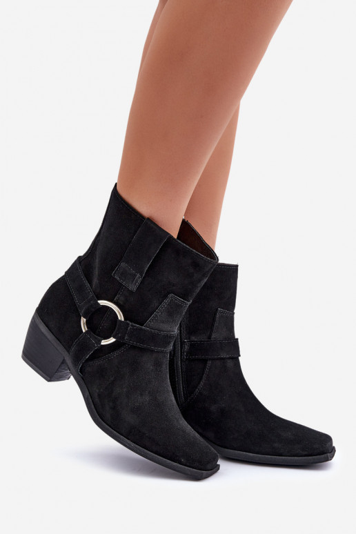 Sieviešu puszābaki Z Naturalnego Zamszu ar papēdi Zazoo 3444/2 Melns