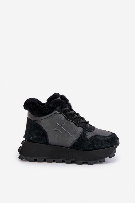    modeļa apavi apavi  ar kažokādu ar platformu Big Star OO274A329 Melns