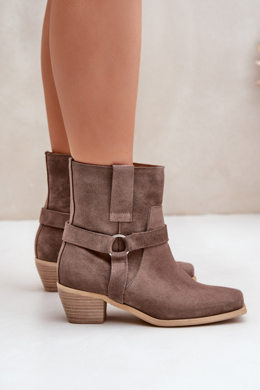 Sieviešu puszābaki Z Naturalnego Zamszu ar papēdi Zazoo 3444/2 brūnas krāsas