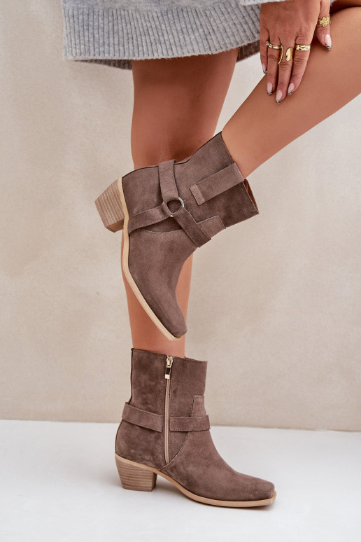 Sieviešu puszābaki Z Naturalnego Zamszu ar papēdi Zazoo 3444/2 brūnas krāsas