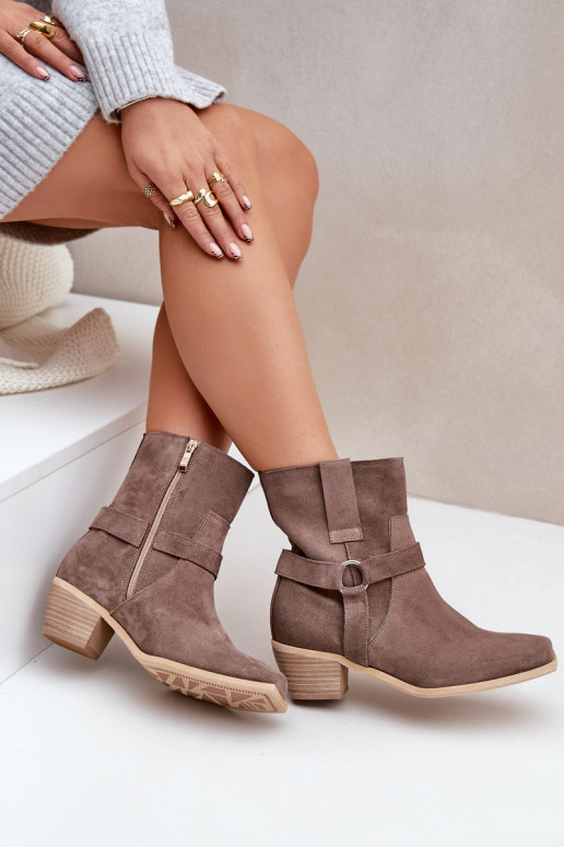 Sieviešu puszābaki Z Naturalnego Zamszu ar papēdi Zazoo 3444/2 brūnas krāsas