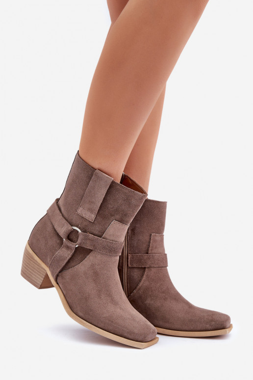 Sieviešu puszābaki Z Naturalnego Zamszu ar papēdi Zazoo 3444/2 brūnas krāsas