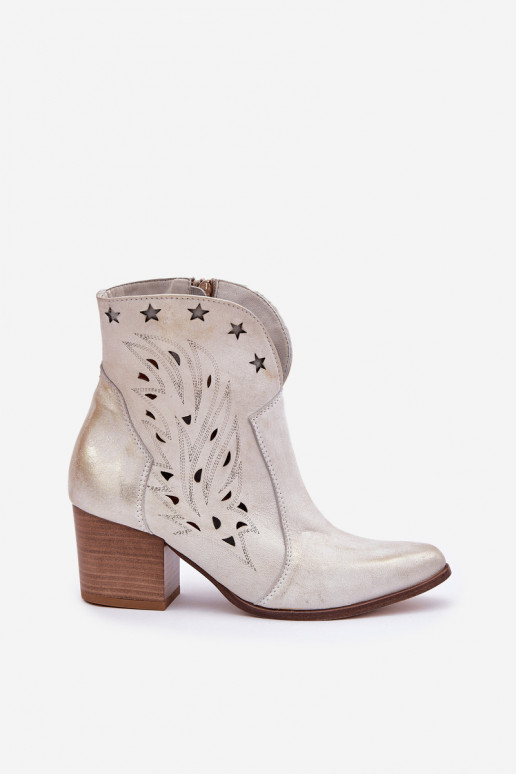 kovboju stila puszābaki   ar papēdi  3613 Zelta krāsas Przecierany  kovboju stila puszābaki   ar papēdi  3613 Zelta krāsas Przecierany