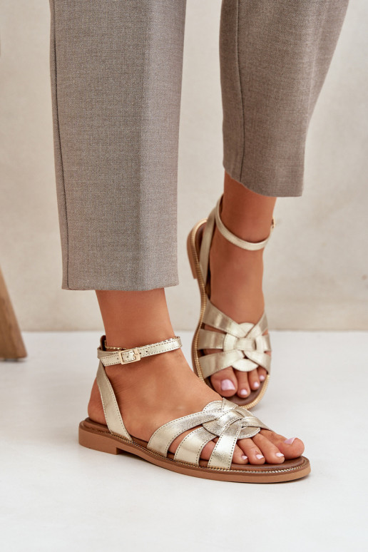 Sieviešu basenes   ar platiem papēžiem Zazoo 3688 Zelta krāsas