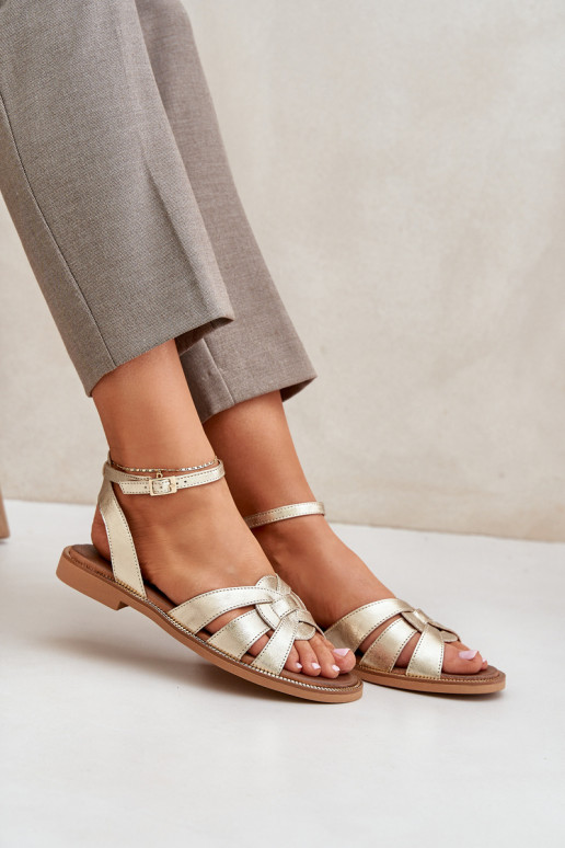 Sieviešu basenes   ar platiem papēžiem Zazoo 3688 Zelta krāsas