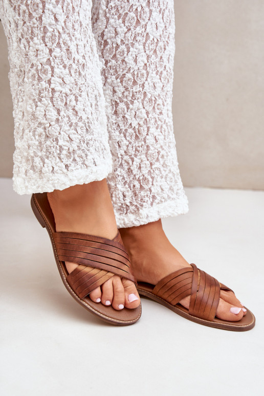Sieviešu ādas čības LeĮskis Shoes 3682 brūnā krāsā