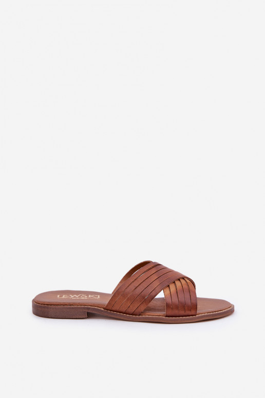 Sieviešu ādas čības LeĮskis Shoes 3682 brūnā krāsā