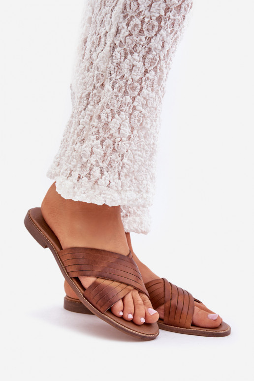 Sieviešu ādas čības LeĮskis Shoes 3682 brūnā krāsā