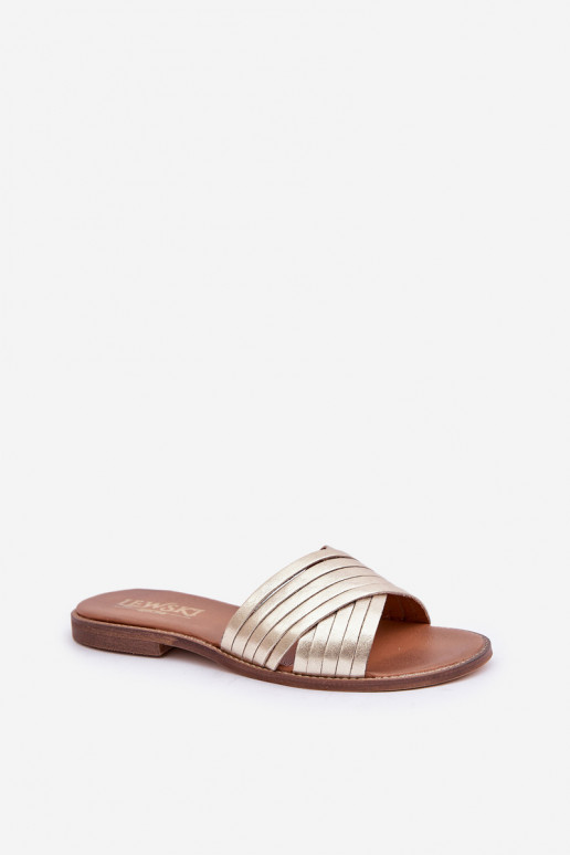 Moteru ādas čības LeĮskis Shoes 3682 zelta krāsā