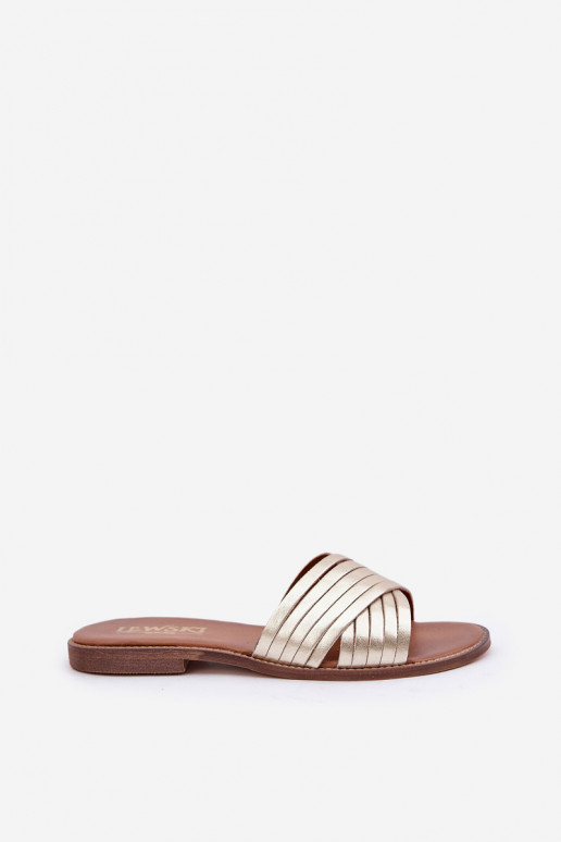 Moteru ādas čības LeĮskis Shoes 3682 zelta krāsā
