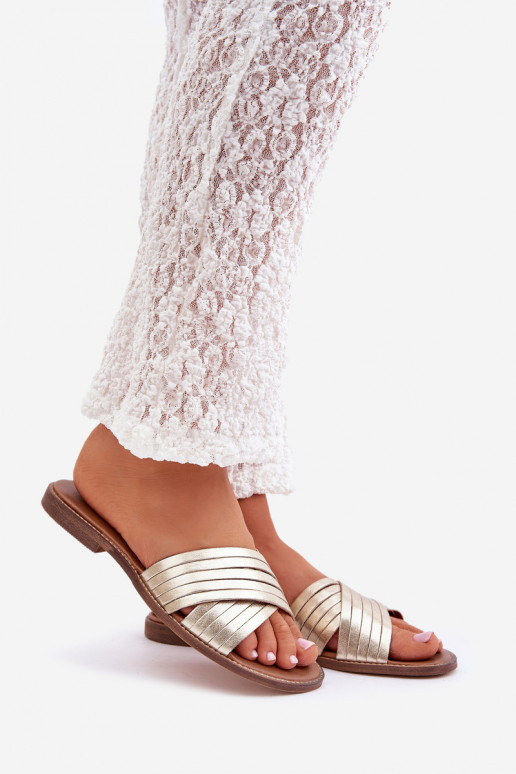 Moteru ādas čības LeĮskis Shoes 3682 zelta krāsā