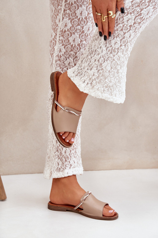 Ādas čības LeĮskis Shoes 3047 smilšu krāsā