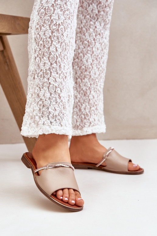 Ādas čības LeĮskis Shoes 3047 smilšu krāsā
