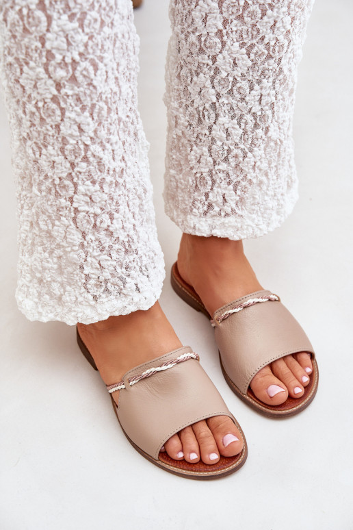 Ādas čības LeĮskis Shoes 3047 smilšu krāsā