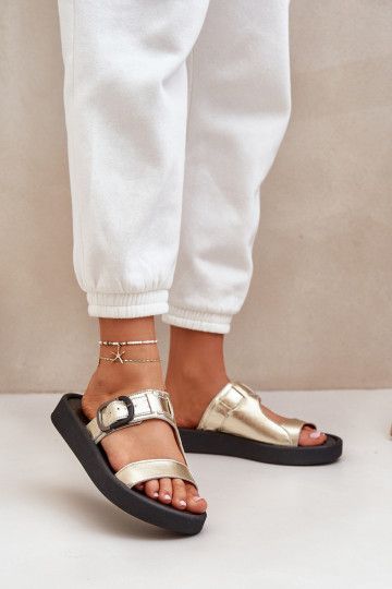 Čibas no dabīgas ādas  ar platformu Zazoo 3024 Zelta krāsas 2