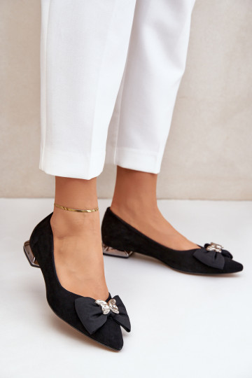 Eleganta stila Zamšādas balerīnas  ar bantītēm Laura Messi 2893 Melns 2