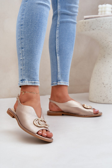 Sieviešu basenes  ar platiem papēžiem ar ornamentiem Laura Messi 2865 Zelta krāsas 2