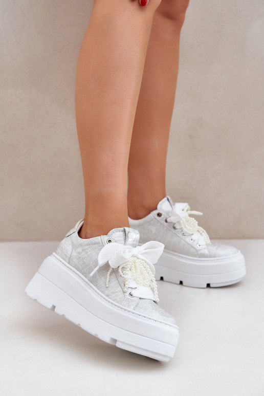    modeļa apavi ar platformu CheBello 4658 Sudraba krāsas