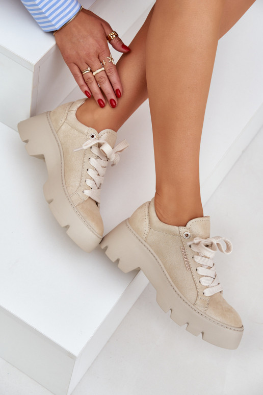  modeļa apavi sporta apavi ar platformu CheBello 4632 Zelta krāsas