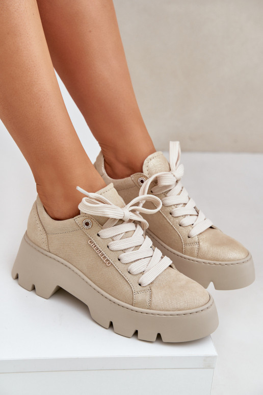  modeļa apavi sporta apavi ar platformu CheBello 4632 Zelta krāsas