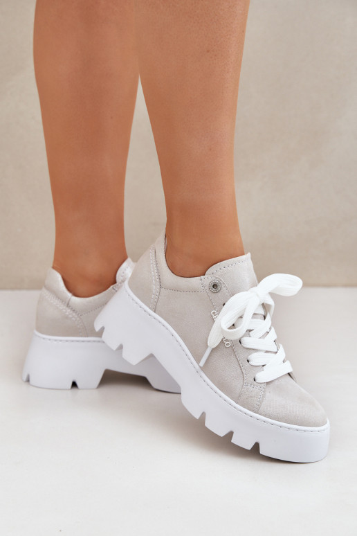  modeļa apavi sporta apavi ar platformu CheBello 4632 Sudraba krāsas
