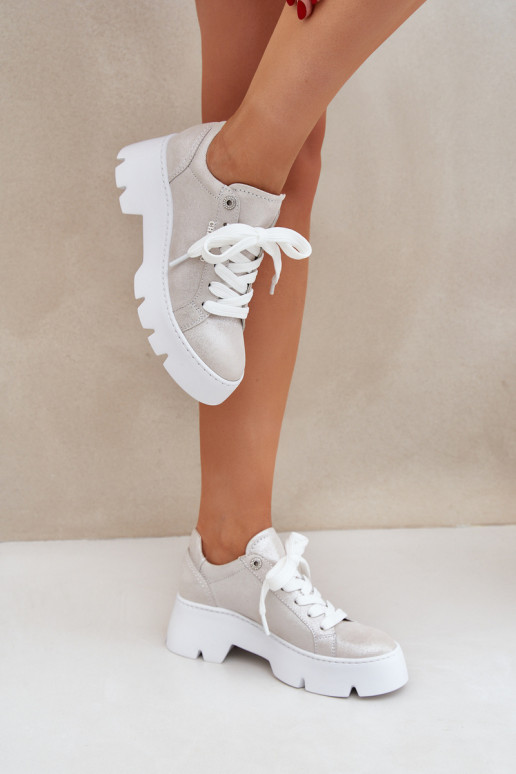  modeļa apavi sporta apavi ar platformu CheBello 4632 Sudraba krāsas