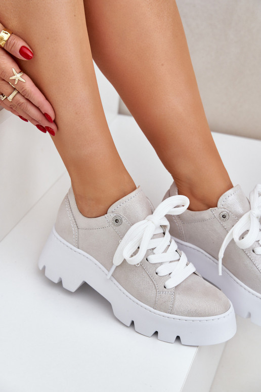  modeļa apavi sporta apavi ar platformu CheBello 4632 Sudraba krāsas