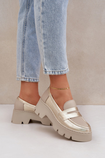 Sieviešu mokasīni ar apzeltītu zoli  Zazoo 20191 Zelta krāsas