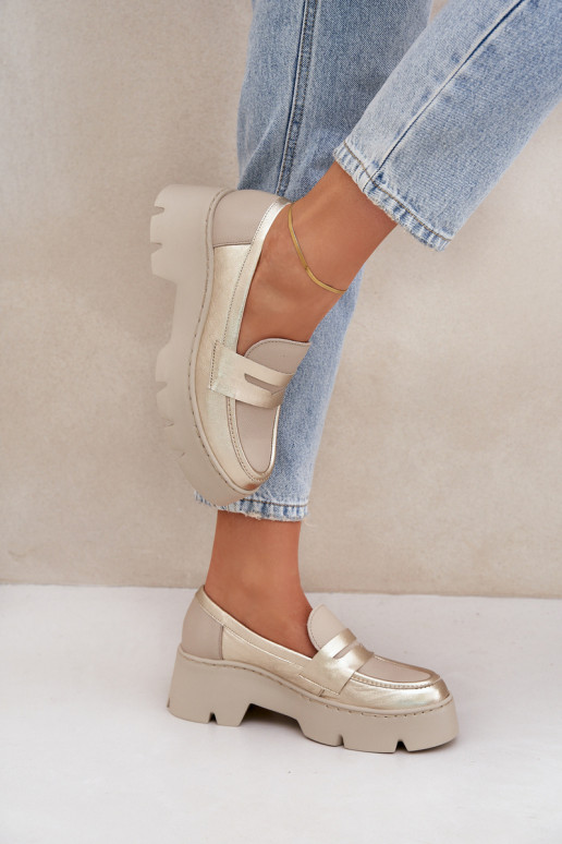 Sieviešu mokasīni ar apzeltītu zoli  Zazoo 20191 Zelta krāsas   Sieviešu mokasīni ar apzeltītu zoli  Zazoo 20191 Zelta krāsas