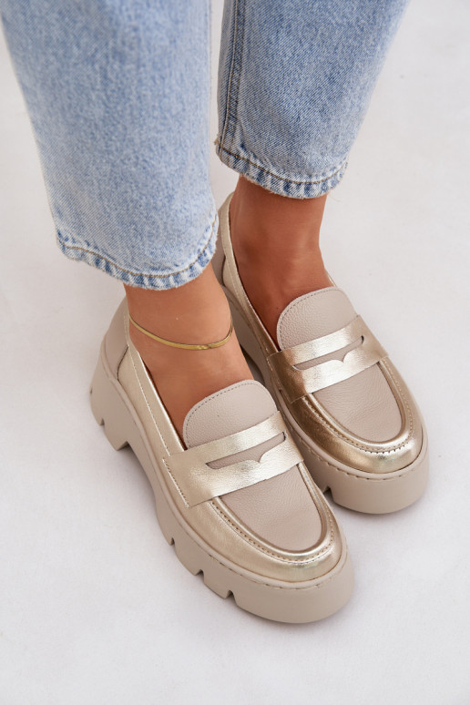 Sieviešu mokasīni ar apzeltītu zoli  Zazoo 20191 Zelta krāsas   Sieviešu mokasīni ar apzeltītu zoli  Zazoo 20191 Zelta krāsas