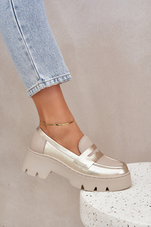 Sieviešu mokasīni ar apzeltītu zoli  Zazoo 20191 Zelta krāsas   Sieviešu mokasīni ar apzeltītu zoli  Zazoo 20191 Zelta krāsas