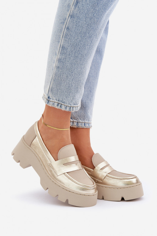 Sieviešu mokasīni ar apzeltītu zoli  Zazoo 20191 Zelta krāsas   Sieviešu mokasīni ar apzeltītu zoli  Zazoo 20191 Zelta krāsas