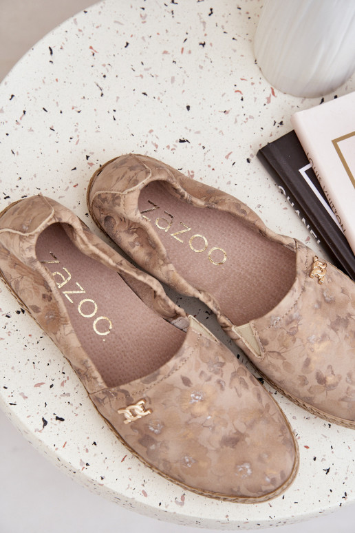 Eleganta stila Zamšādas espadrilles ar puķītēm  Zazoo 10177 smilšu krāsas Eleganta stila Zamšādas espadrilles ar puķītēm  Zazoo 10177 smilšu krāsas