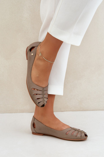 Zazoo 10009 Ērtas dabīgās ādas balerīnas  smilšu krāsas