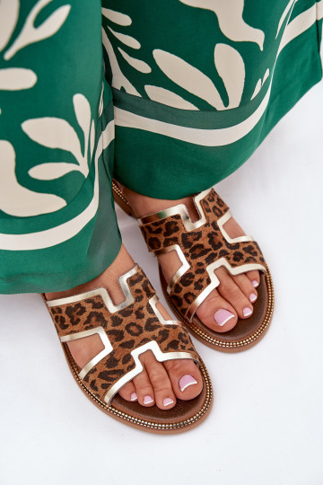 zempapēžu Čības ar leoparda kažokādas rakstu Zazoo 40383 brūnas krāsas