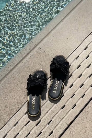 Zazoo 40381  Čibas no dabīgas ādas ar platiem papēžiem Melns 2