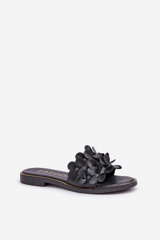 Zazoo 40381  Čibas no dabīgas ādas ar platiem papēžiem Melns