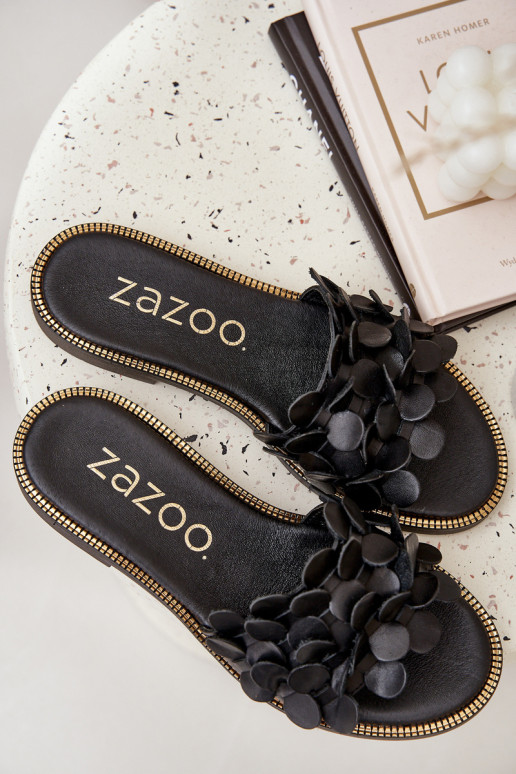 Zazoo 40381  Čibas no dabīgas ādas ar platiem papēžiem Melns