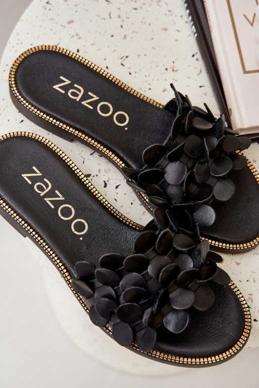 Zazoo 40381  Čibas no dabīgas ādas ar platiem papēžiem Melns